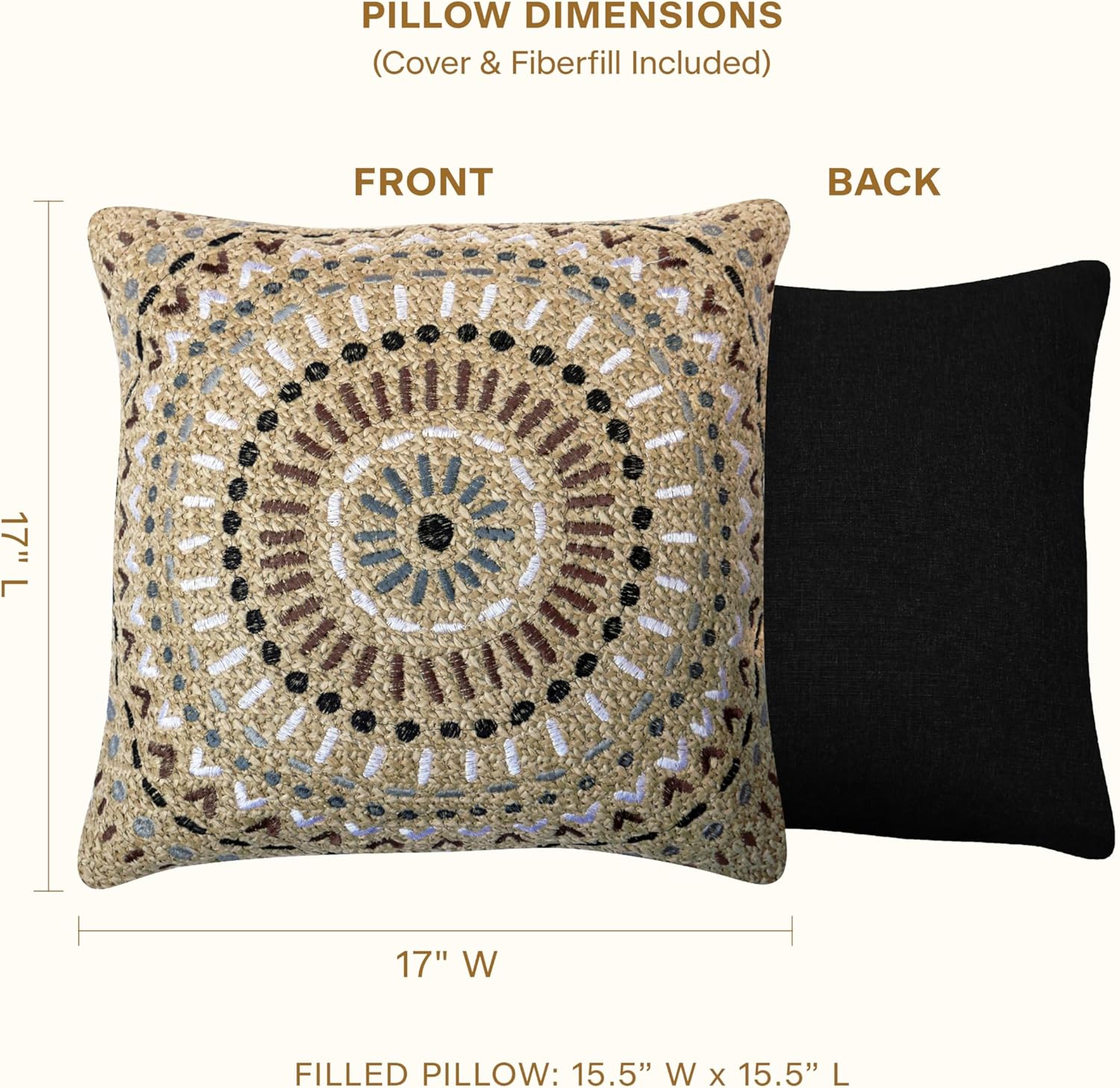 Honeycomb Outdoor Square Toss Pillow Set, 17" H x 17" L, Raffia Medallion Slate Outdoor Pillows