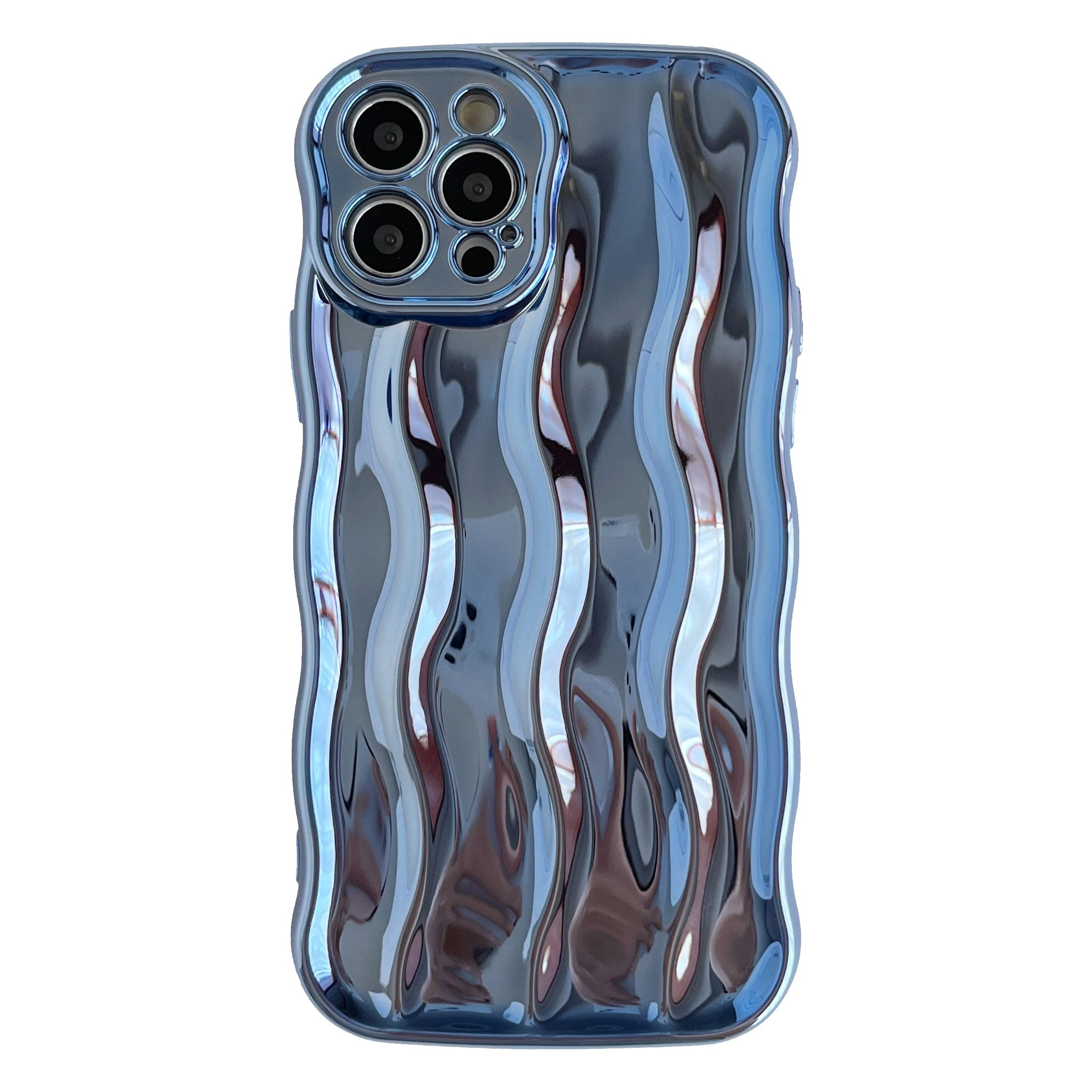 Caseative for iPhone 12 Pro Case,Water Ripple Pattern Curly Wave Frame Soft Phone Case (Light Blue)