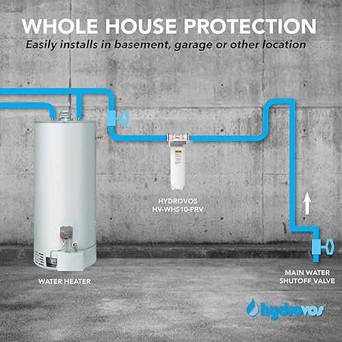 Miniatura 5 de Hydrovos HV-WHP10-VIH-5M Sistema de filtro de agua para toda la casa cuenta con puertos de acero inoxidable de 34 pulgadas válvula integrada para un