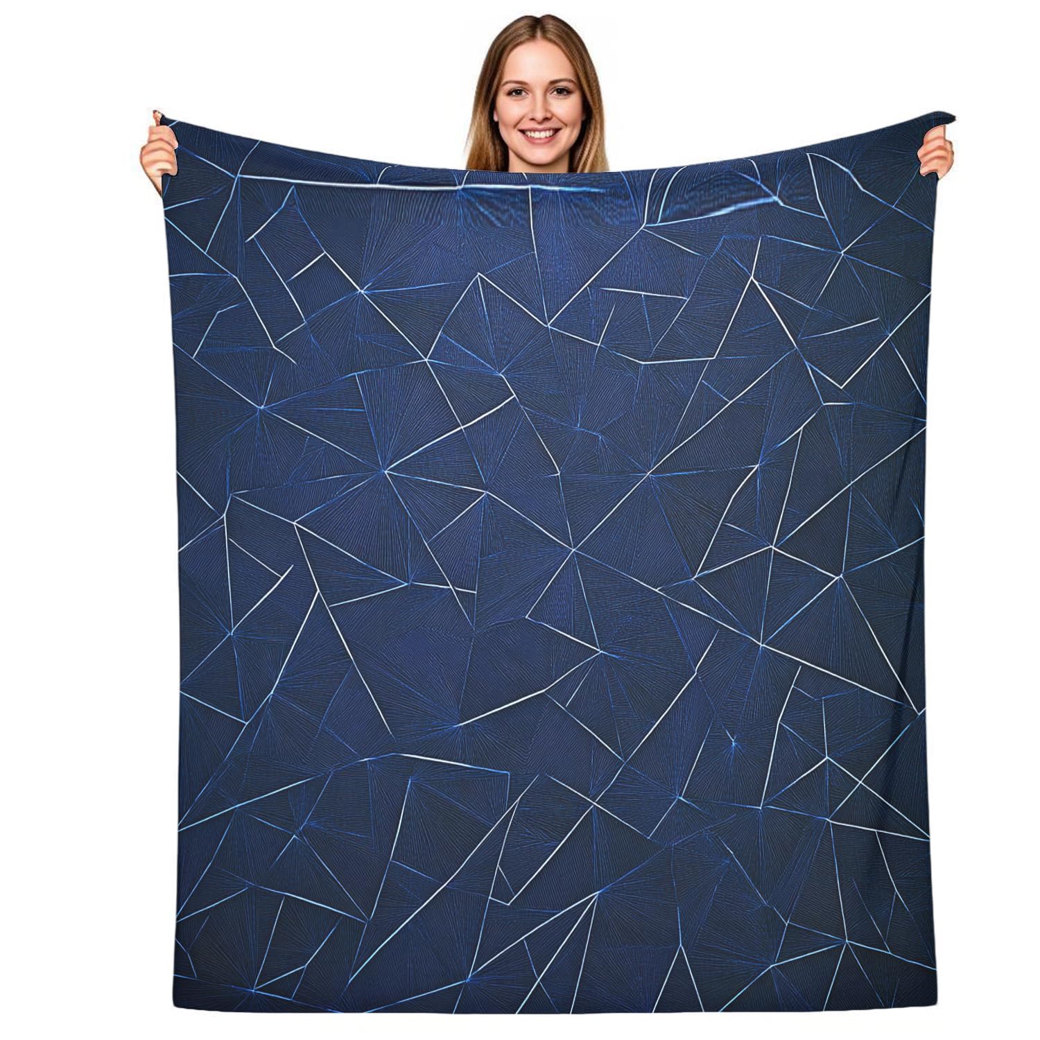 Plaid polaire flanelle 130x150 cm à lignes fines pour canapé et lit