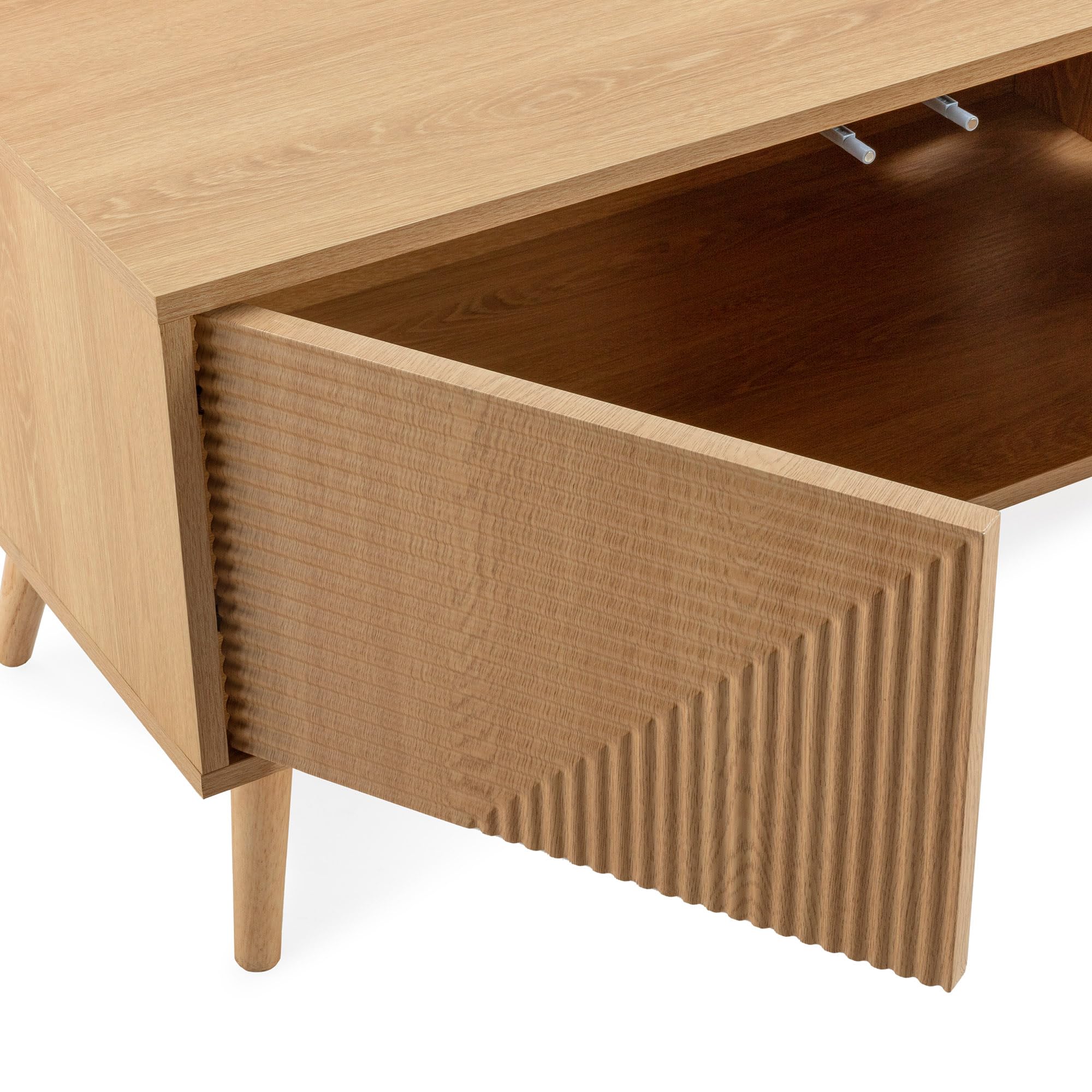 HOMN LIVING Mueble TV Telmo 3 Puertas Color Roble, 130 cm (Ancho) 40 cm (Profundo) 45 cm (Altura)