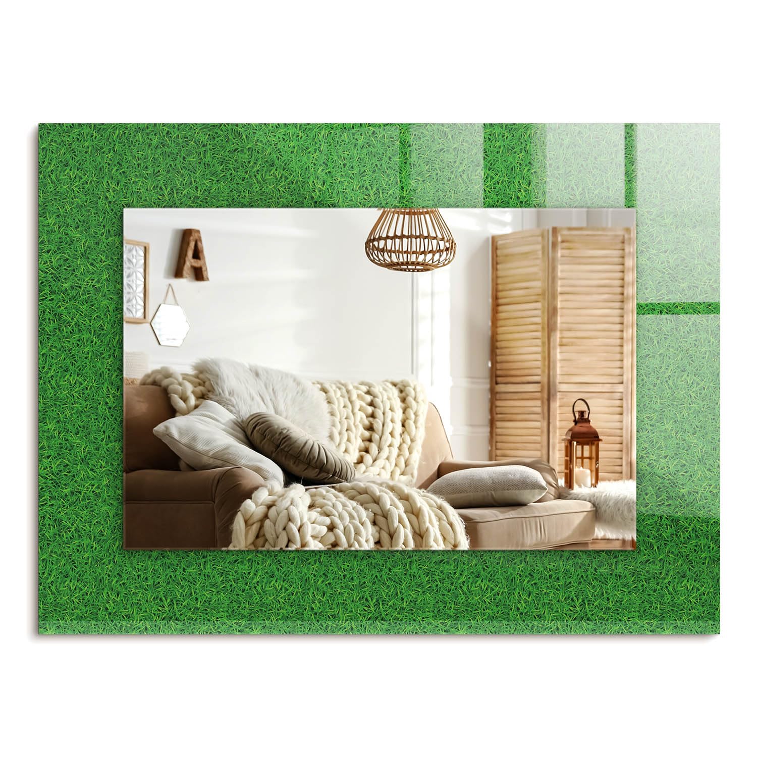Miroir Imprimé 80x60 cm Salle de Bain Décoration Murale Salon Moderne Rectangulaire