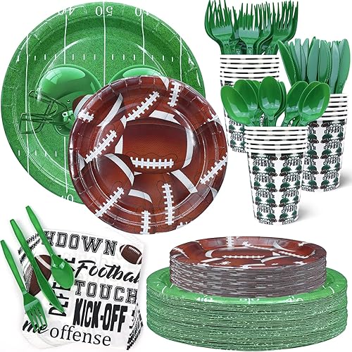 Suministros para fiestas de fútbol, platos y servilletas para fiestas de fútbol