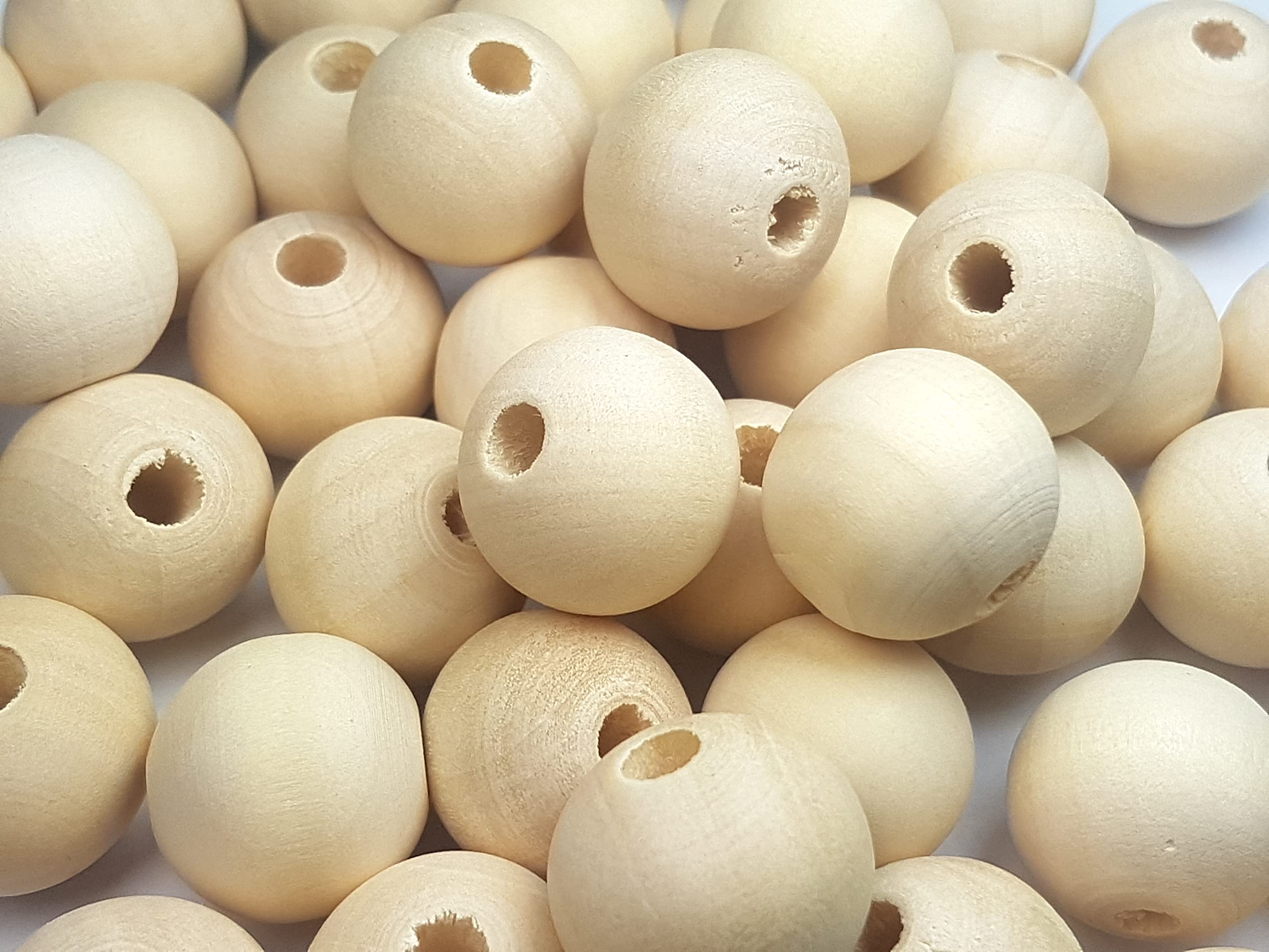 celloexpress Natural Wooden Round Beads Used for Handmade Jewellery or Macrame (19x17.5mm(5.5mm Hole), Pack of 100) โ image 1