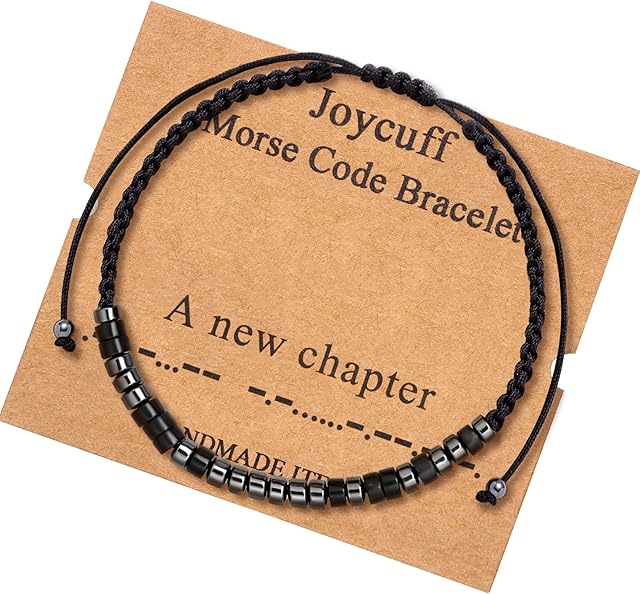 Joycuff Morse Code Bracelets for Women Men Birthday Gifts for Women Friends Daughter Mom Dad Sisters Inspirational Bracelet Beaded Handmade Adjustable Funny Gift for Christmas Graduation Mother's Day