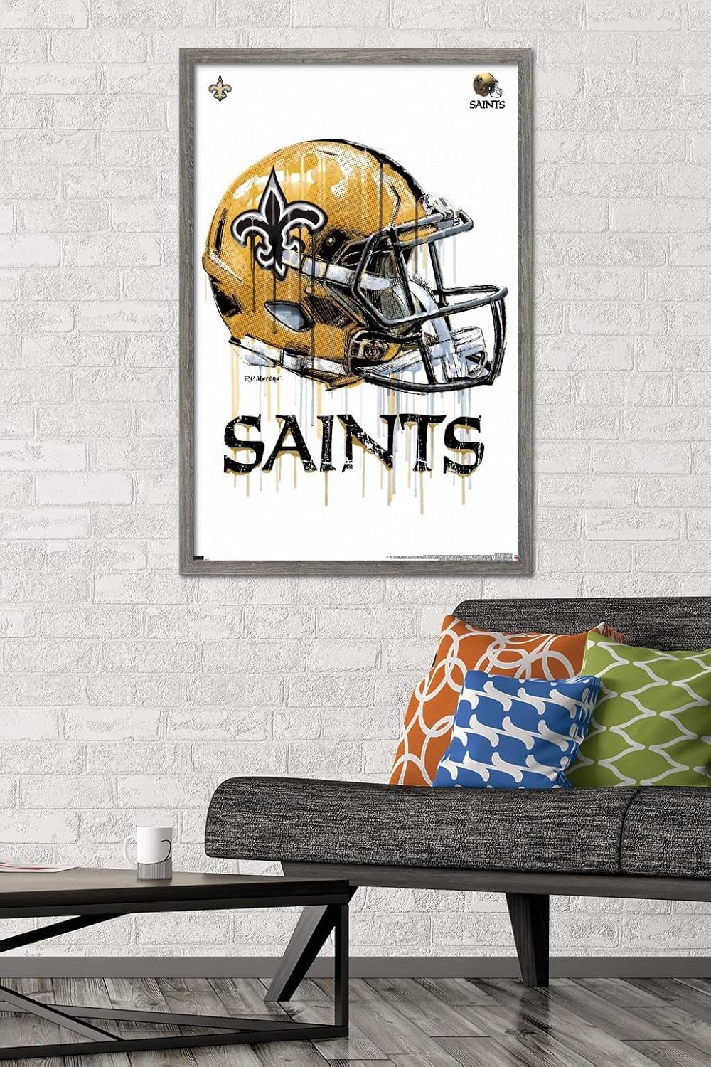 Trends International NFL New Orleans Saints - Drip Helmet 20 Wall Poster, 22.375" x 34", Barnwood Framed Version