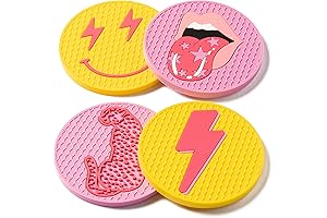 Pink Yellow Car Cup Coasters – Non-Slip Silicone Coasters For Cars