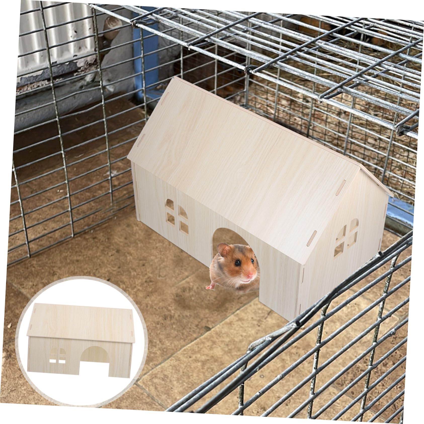 NOLITOY Meerschweinchen Holzhaus aus Naturholz Großes Tierversteck mit Klettermöglichkeiten Spielhaus für Eichhörnchen und Kleintiere Haustier Spielzubehör für Meerschweinchen und Hamster