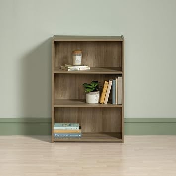 Sauder Beginnings 3-Shelf Bookcase, Bookshelf with Adjustable Storage Shelves, in Summer Oak