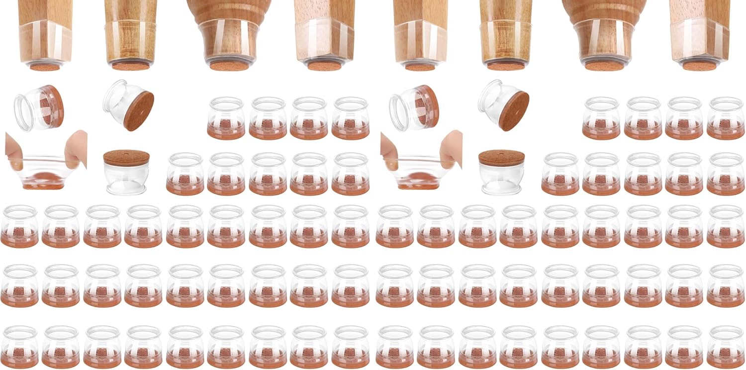 CHUNZEXI 72 Pack Chair Leg Floor Protectors for Hardwood Floors, Silicone Felt Covers Pads Caps, Protect Wood Furniture Feet Floors Noise Reduce and Scratch (Universal Large & Clear)