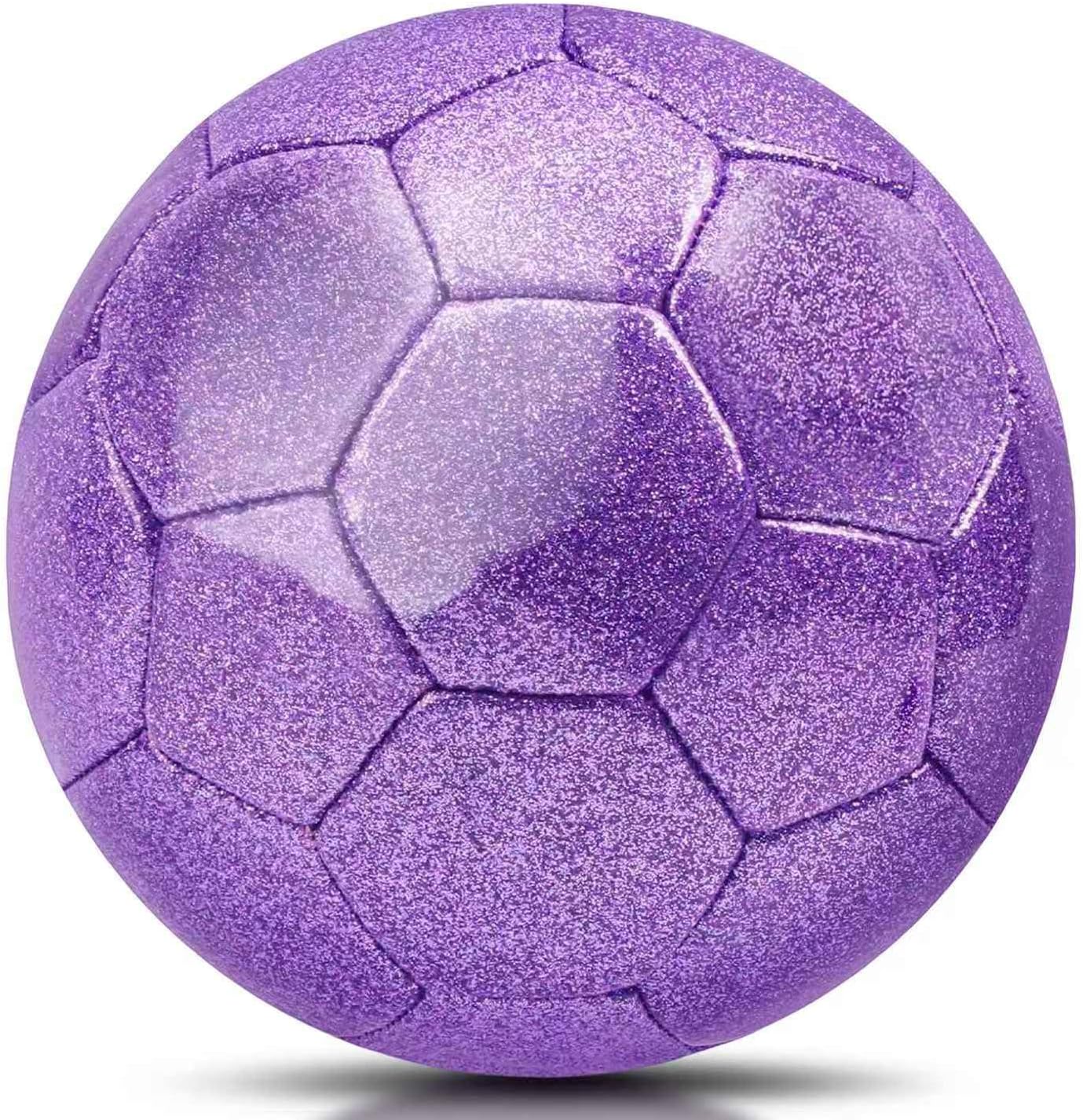 Balón de fútbol rosa con purpurina, talla 2, pelota de recreación brillante para niñas