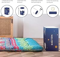 Vista 277 de Colchón futón japonés de piso gris constelación, de piso tatami, portátil, para acampar, para niños, sofá cama plegable enrollable con protector