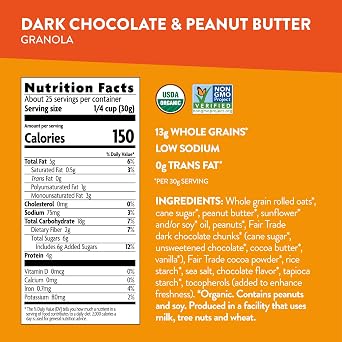 Love Crunch Organic Dark Chocolate & Peanut Butter Granola, 26.4 oz, Value Size, Non-GMO, Fair Trade, by Nature's Path (Pack of 2)
