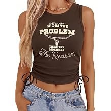 KIMSOONG Im The Problem Tank Top for Women - Western Cowgirl Crop Shirts Country Music Fans Tshirt Y2K Outfits