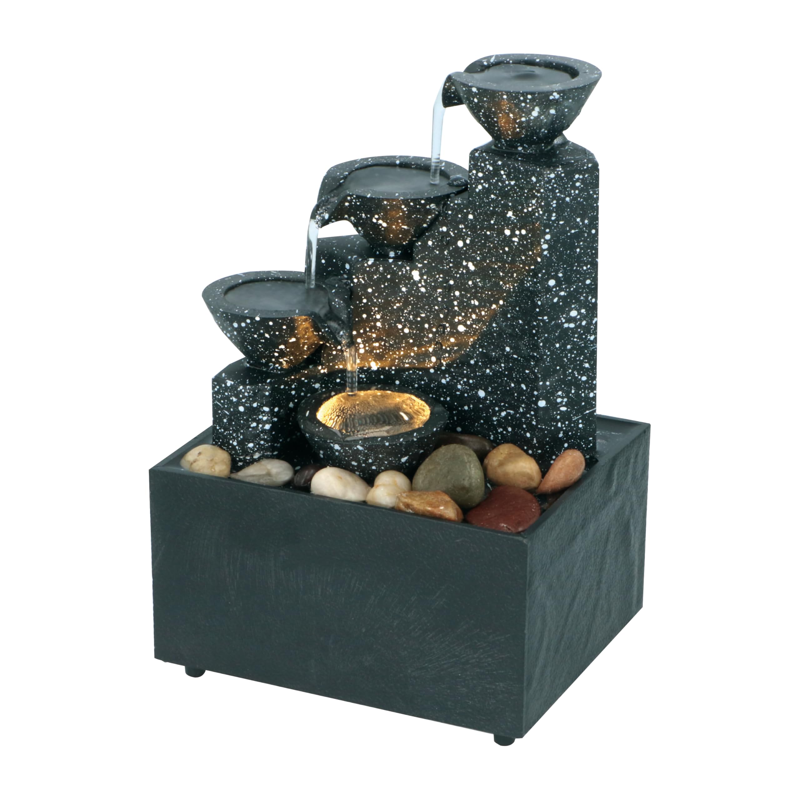 Menkind 3-Tier Tabletop Fountain - Serene Water Feature - Multicolor - 17.3cm