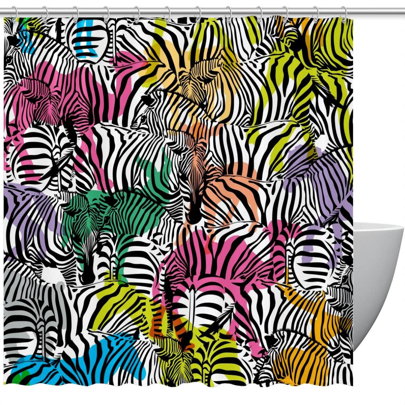 Rideau de douche zèbre imperméable 183x183 cm pour salle de bain