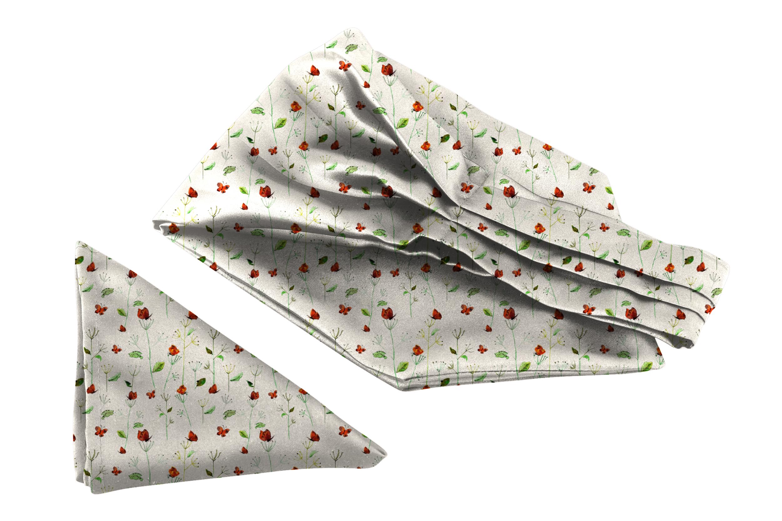 blacksmith Beige Flower Printed Satin Neckwear Ascot and Matching Pocket Square Set for Men-picture-43