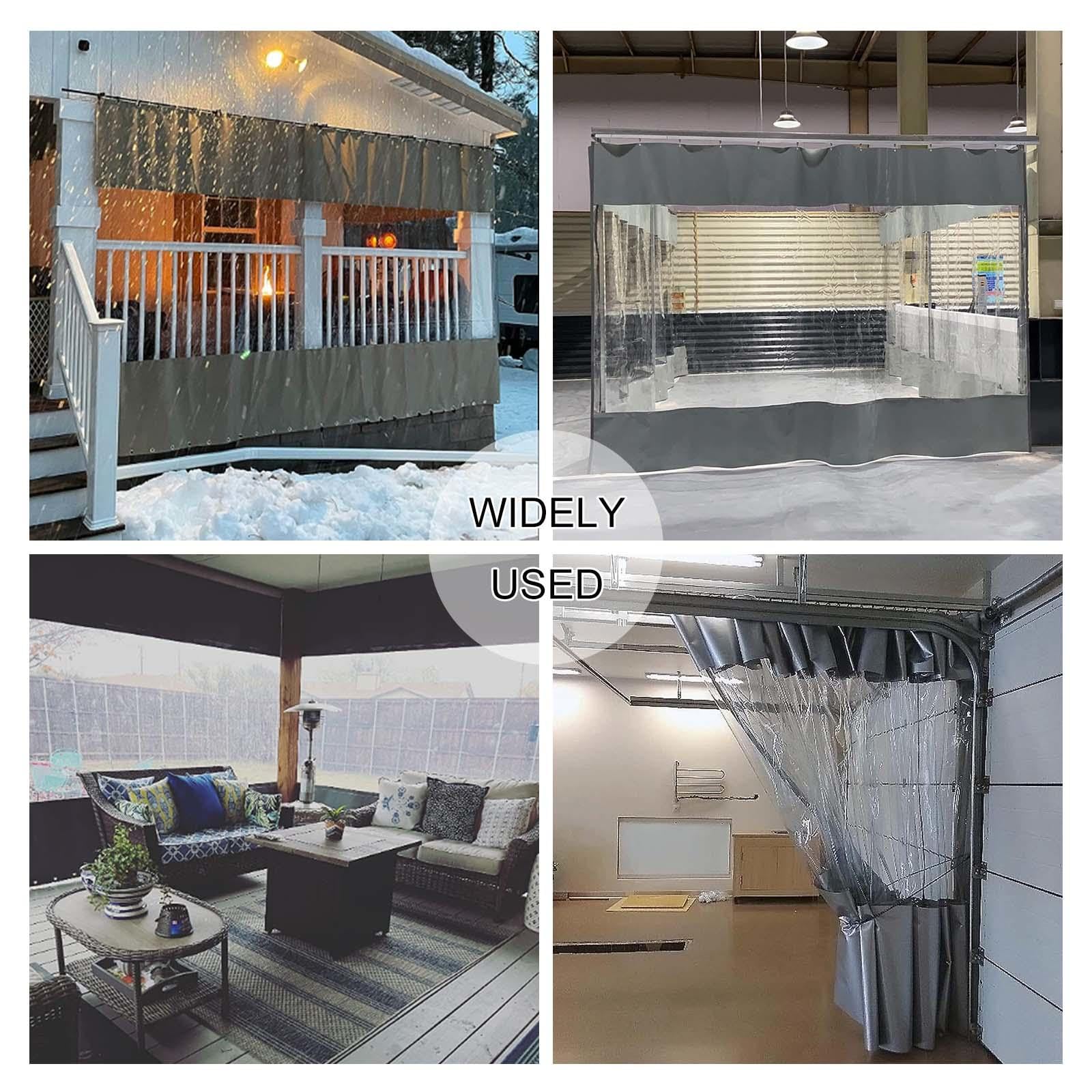 Cortinas De Lona Alquitranada Impermeable Con Ojales,Pérgola Gazebo Gris Transparente Lona Paneles Laterales,Cortinas De Exterior,Lona De Pvc Cubierta,Cortinas De Partición,W×H-2.8×2.8m(9.2*9.2ft)