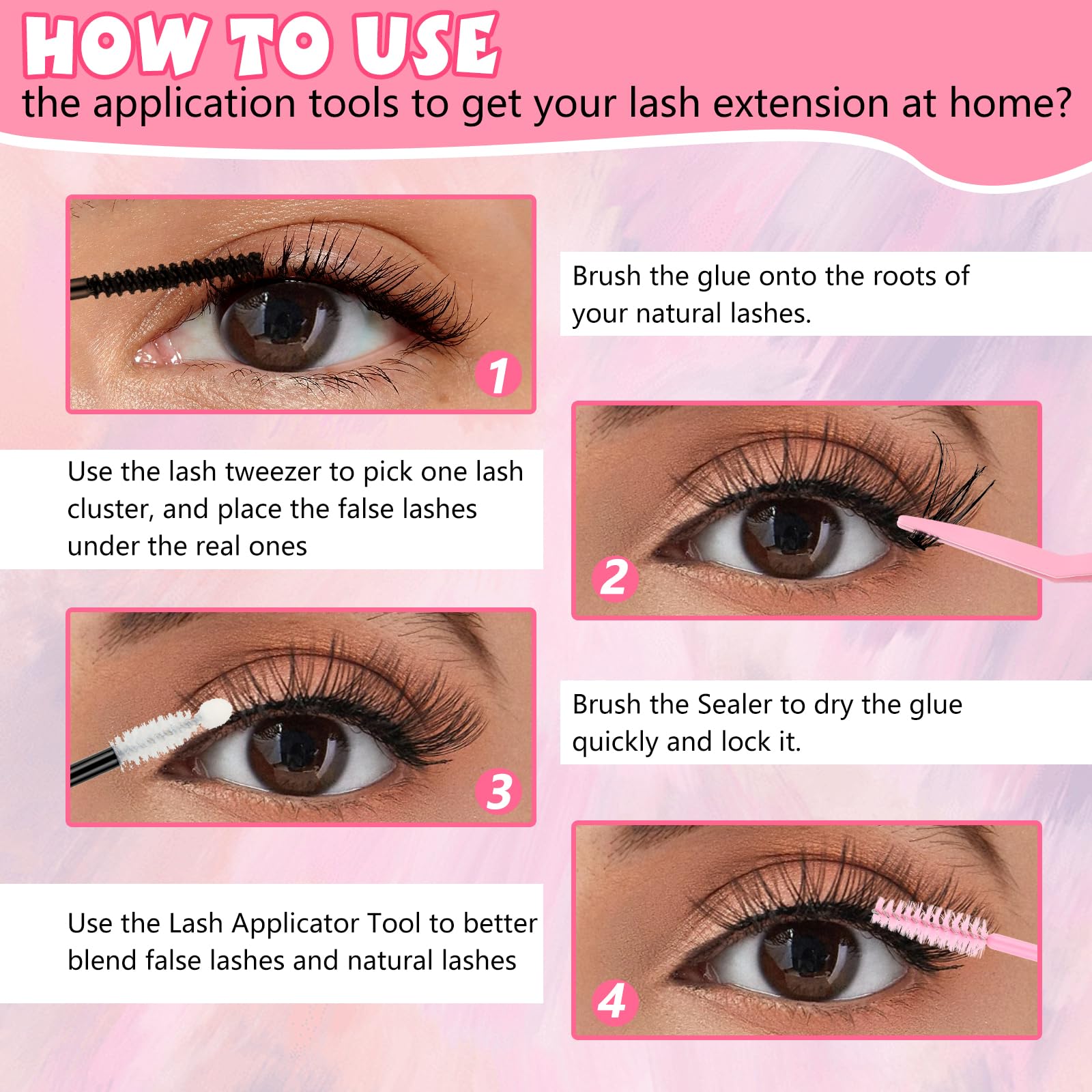 YUXIANLB Wimpernverlängerungsset 240-teiliges Cluster Wimpern Einzelset 10–16 mm Cluster Lashes mit Wimpernkleber Pinzette und Wimpernkämmen für den Selbstgebrauch (30D & 40D Mix Kit)