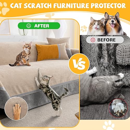 Miniatura 6 de Funda de sofá 100% impermeable antideslizante para mascotas y perros, lavable, antiarañazos de gatos, protector de muebles para sofá de 3 cojines,