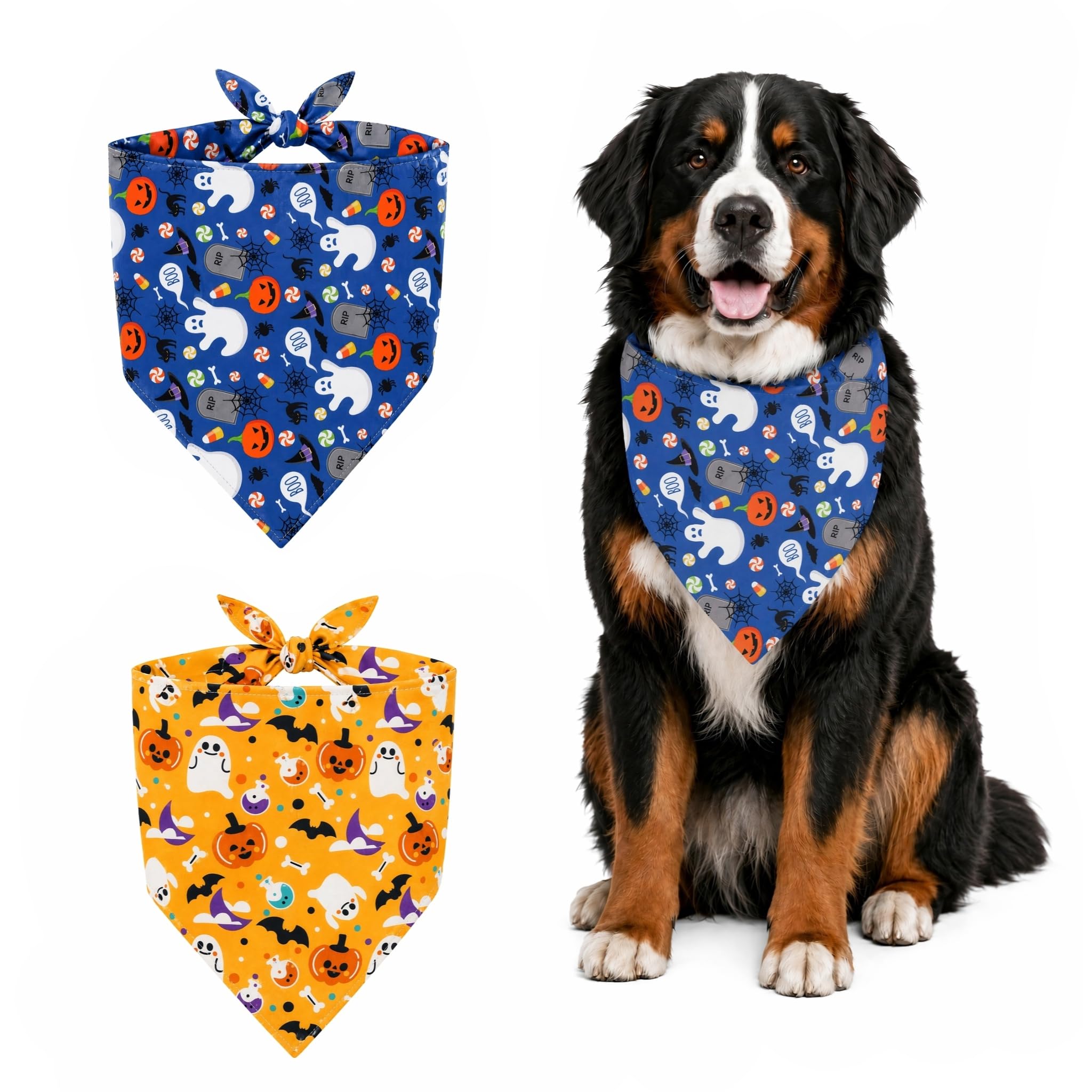 Dog Halloween Costume, Adjustable Triangle Neckerchief Costumes, Pumpkin Bat Ghost Spider Scarf For Big Small Medium Large Pet, Cat Clothing & Bandana Accessories, Cats Outfit, Kitten Outfits, Puppy