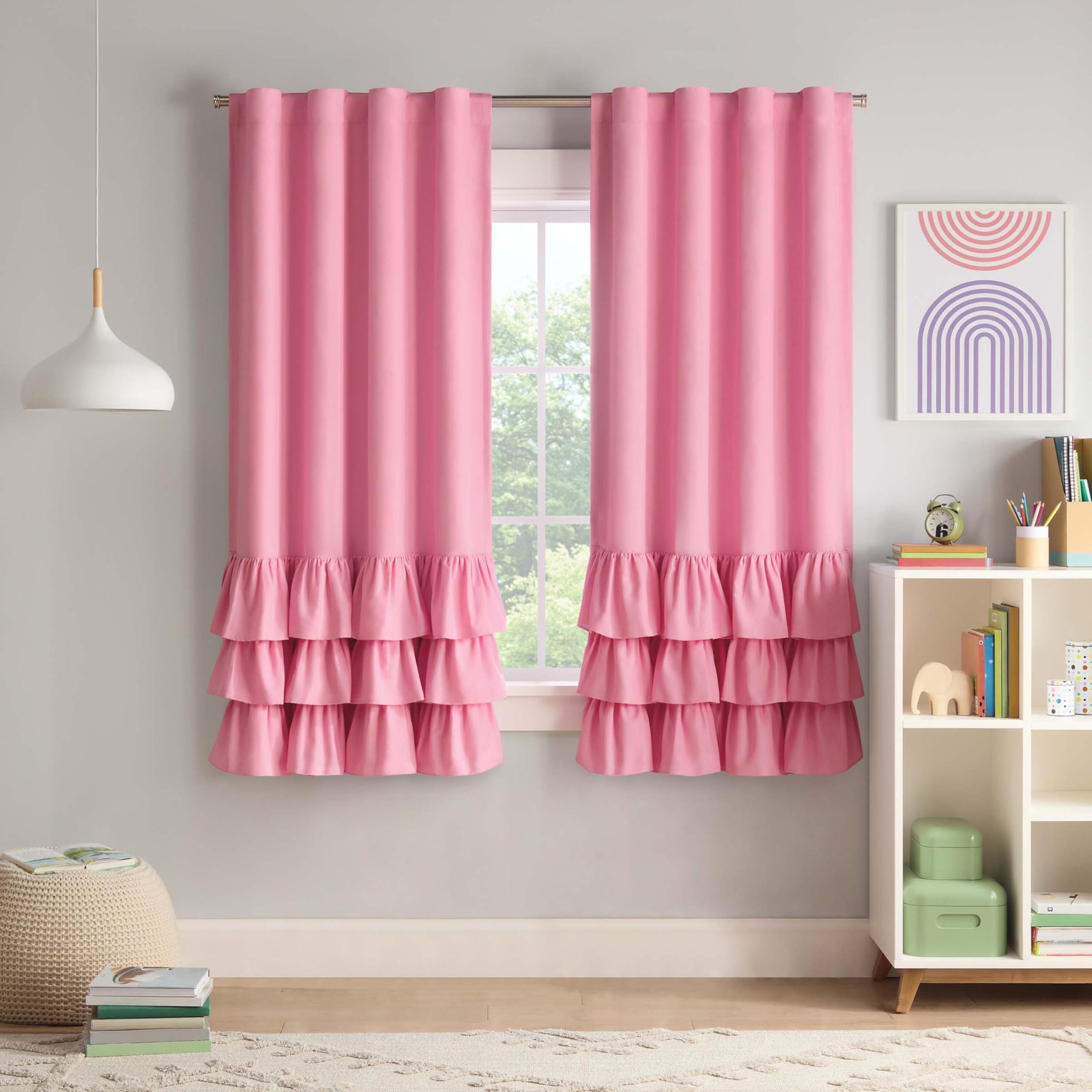 Eclipse Blackout Curtains, Tiered Ruffle Kids Curtains, 63 in x 40 in
