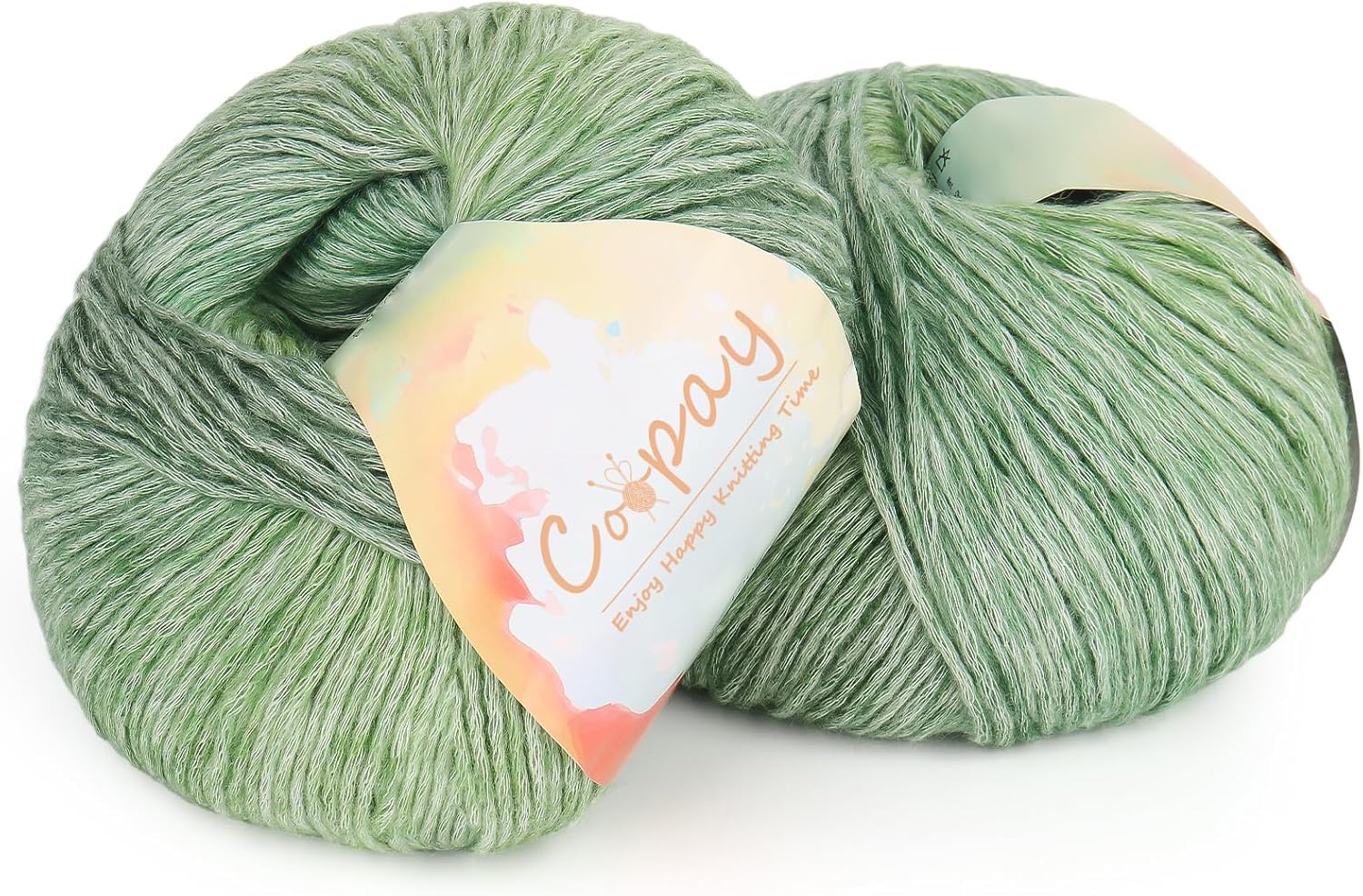 Coopay Gradient Yarn Cake, 2×100g Cake Yarn for Crochet & Knitting - 50% Cotton 50% Acrylic - Soft Gradient Crochet Yarn, Double Knit Ombre Yarn for Blankets Sweaters Scarves Shawls (103 Green)