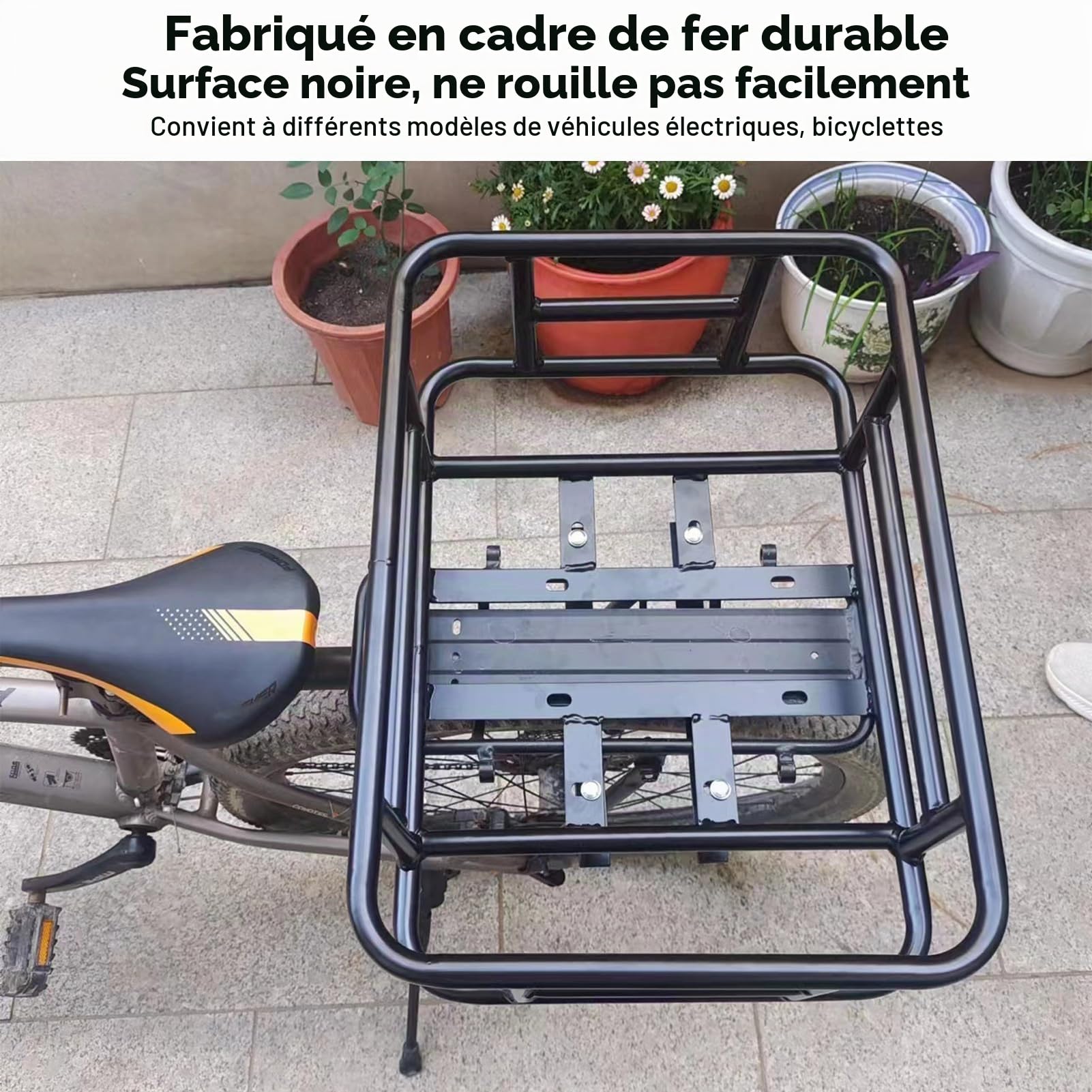 Fafeims Panier Arrière Vélo en Fer – Grand Capacité, Installation Facile pour Vélos et Vélos Électriques, Rangement Multifonctionnel