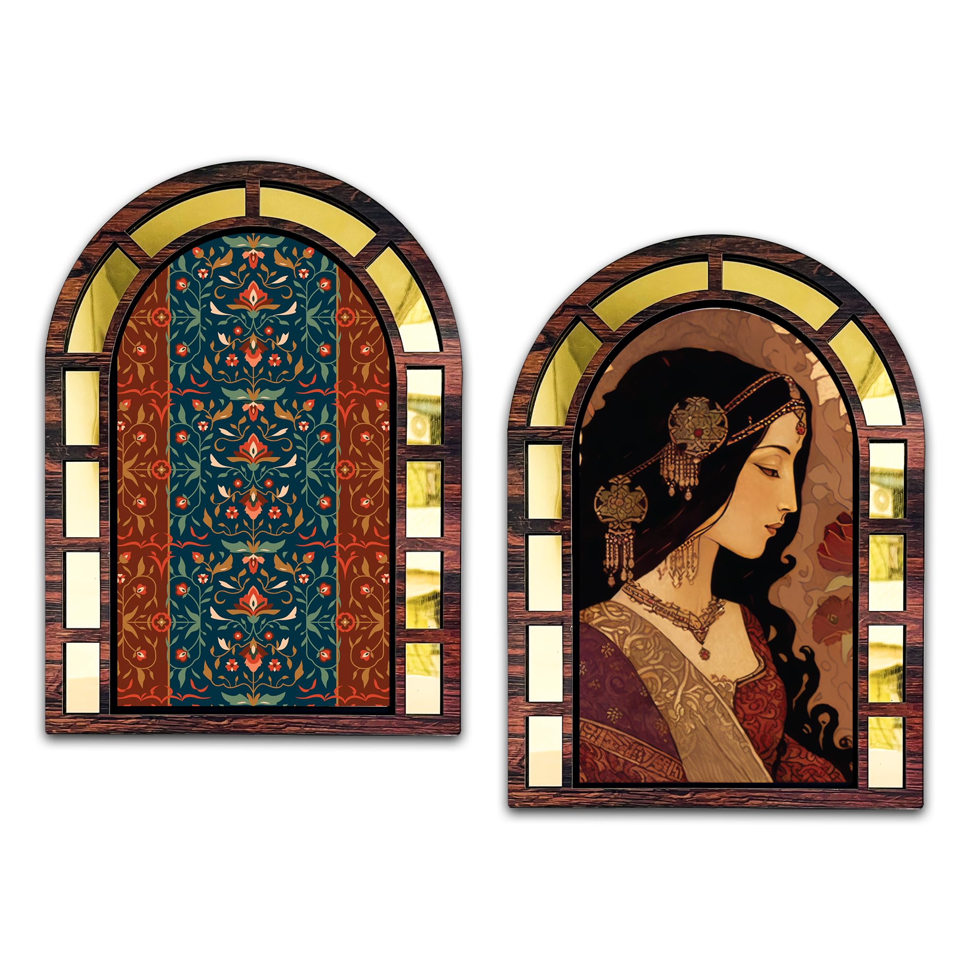 RAG28 Wooden Classic Art Jharokha Style Wall Decor Set of 2 | Home Decor Items (BJ7, Size: 15.5X 11.5 Inches Each) (B0DJ577YXQ) Amazon Price History, Amazon Price Tracker