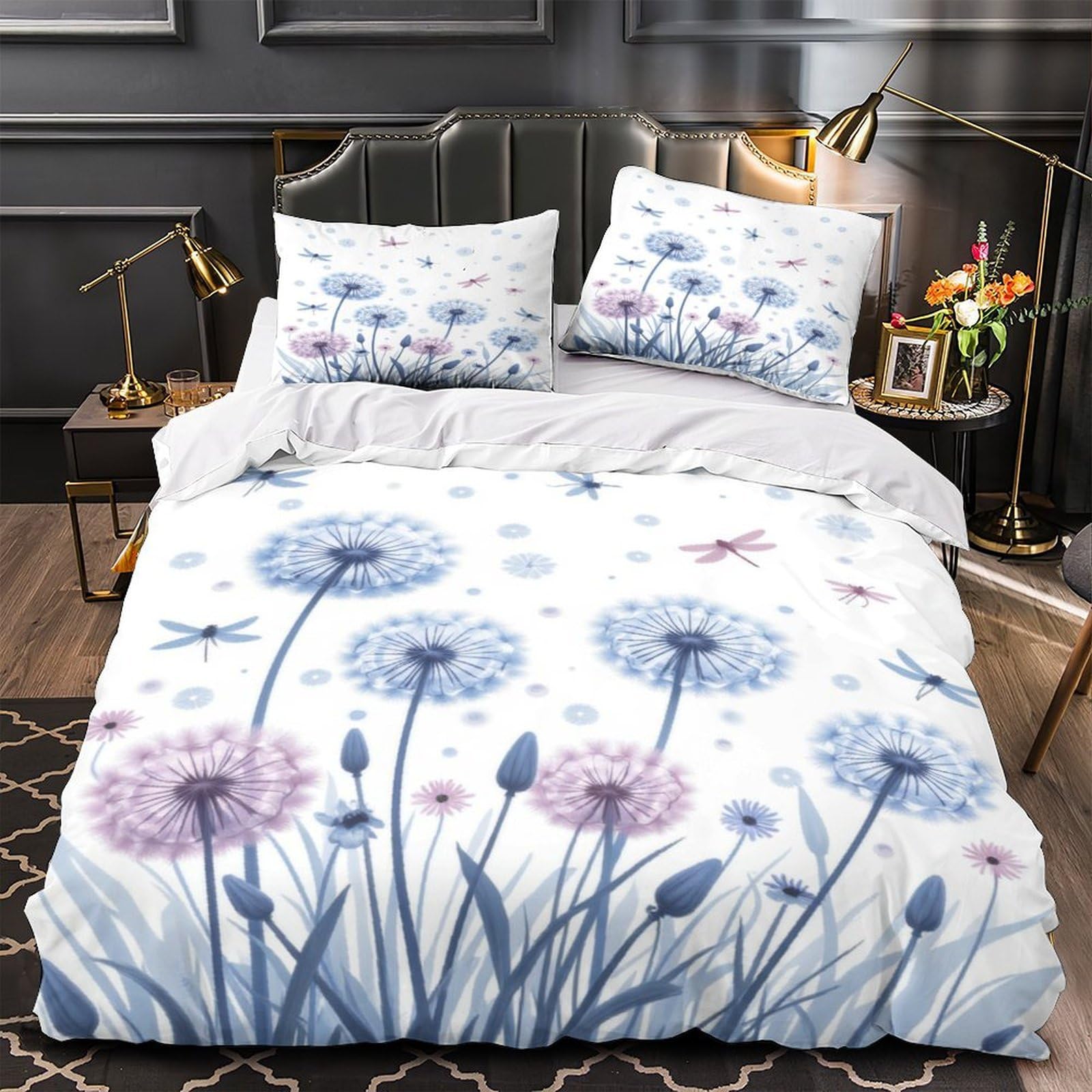 Housse de couette super douce motif marguerites pour un sommeil serein