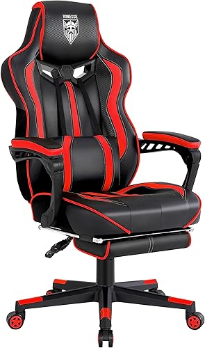Miniatura 27 de Vonesse Silla de juegos rosa para adultos, silla de juegos de PC para niñas, silla reclinable de computadora con reposapiés, silla ergonómica de