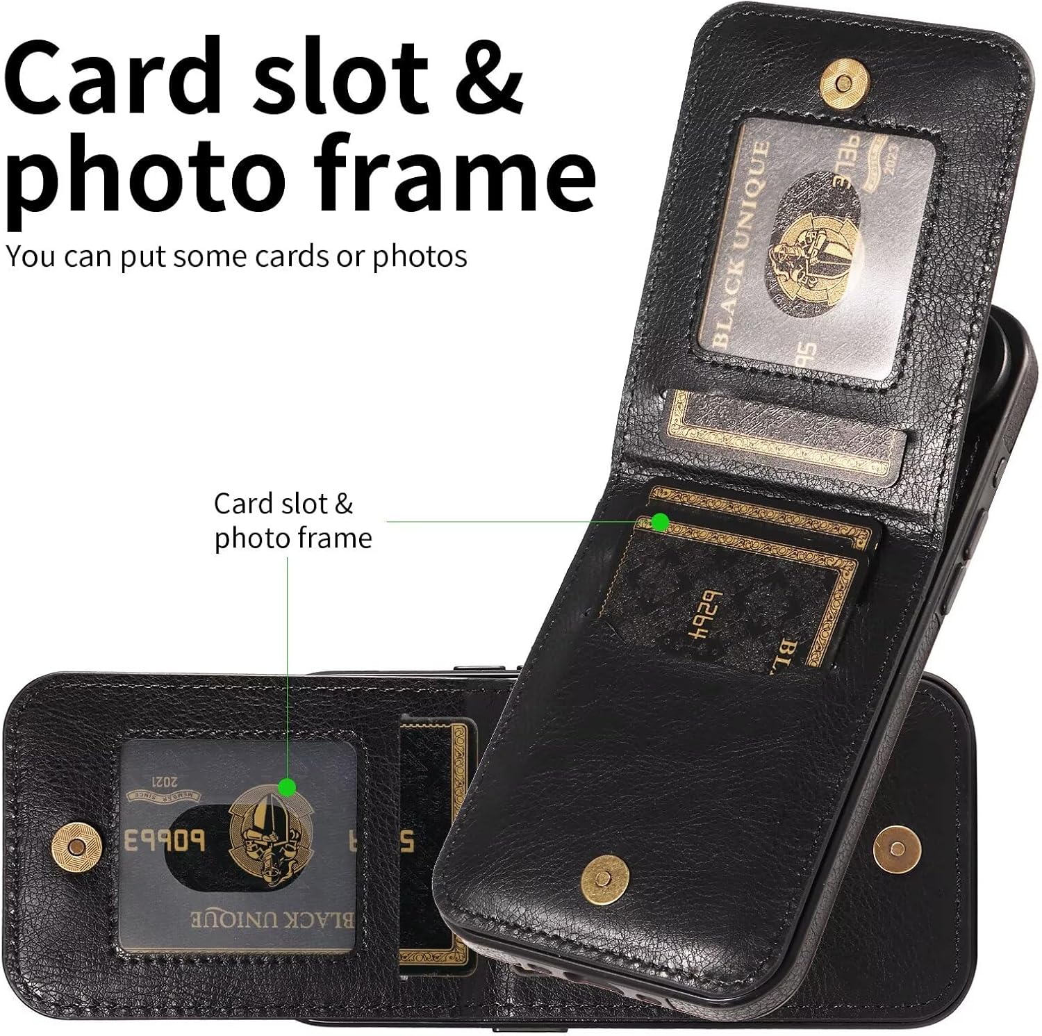 Compatible with iPhone Air Wallet Case with Card Holder, Ejector Pin & SIM Card Storage, PU Leather Kickstand Card Slots Case Shockproof Protective Phone Case Cover Black