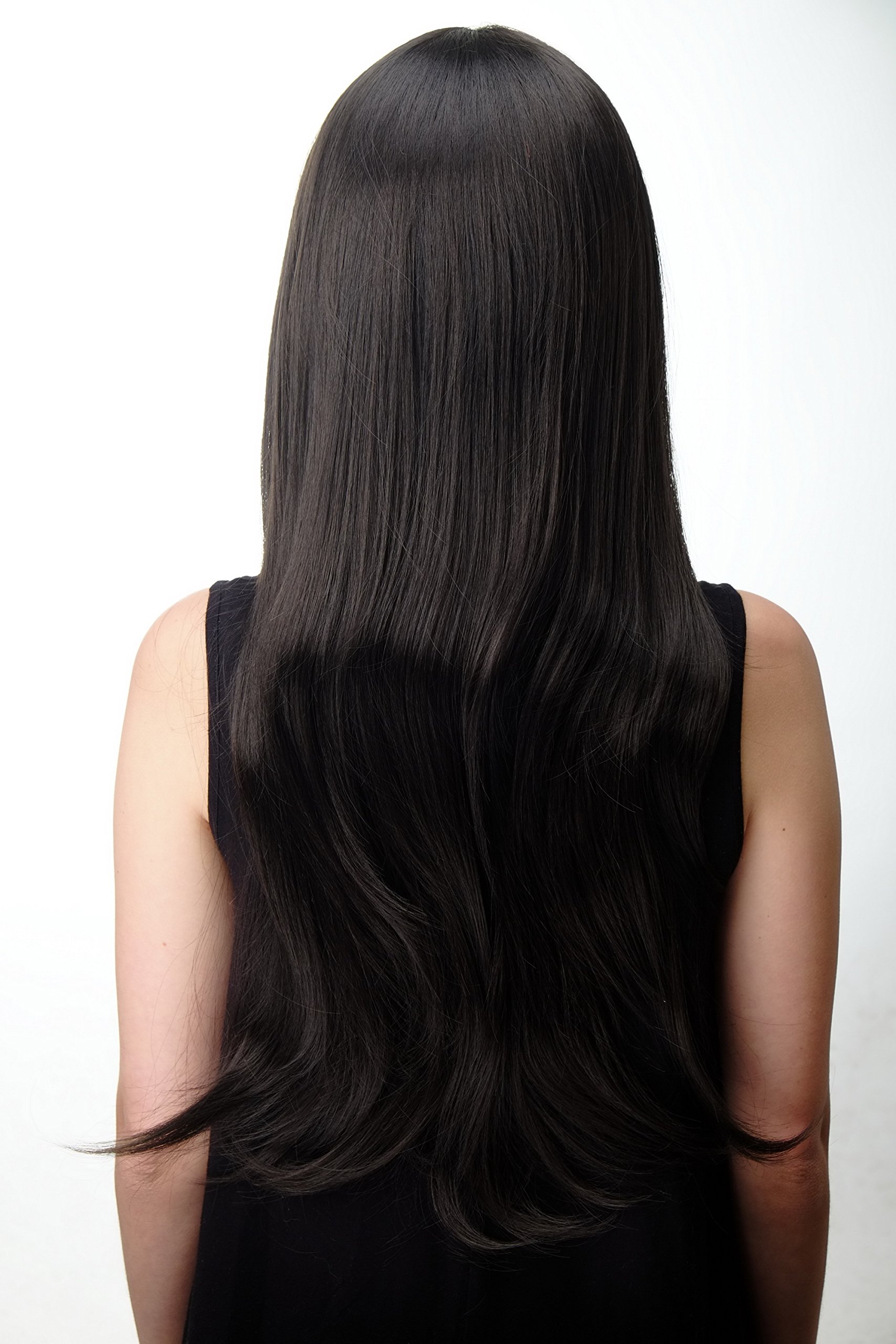 WIG ME UP - GFW09-3 Lady Quality Wig long straight layered fringe bangs dark brown, dark brown (3), 23.62 inch - Image 4