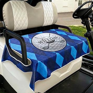 Personalized Golf Cart Seat Cover, Custom Name Golf Cart Seat Towel Blanket for Club Car and Other 2-Seat Golf Carts, Gifts for Golfers, 51.18" 31.5"