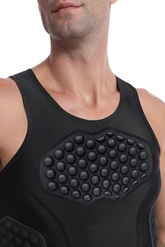 Topeter Football Padded Shirts with Rib/Chest/Back Pads Protector, Basketball Protective Compression Undershirt for Men