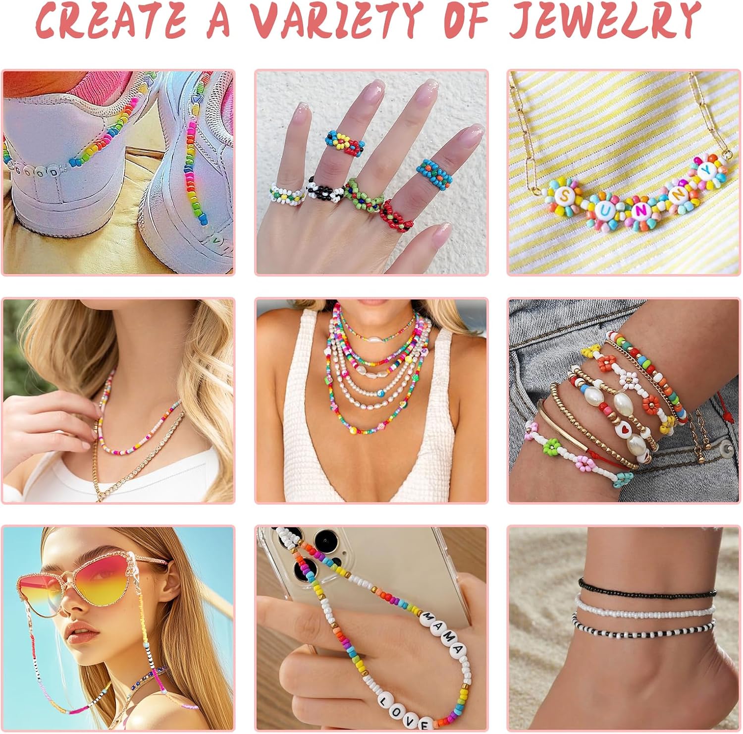 QUEFE 15600pcs 4mm Glass Seed Beads 120 Colors Beads for Bracelet Making Kit Friendship Bracelet Kit with Letter Beads Accessories Charms and Pendants Kit for DIY Jewelry Making Girls Craft - Image 5