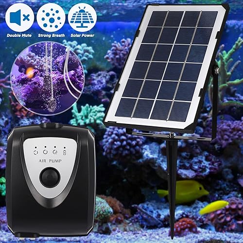 Miniatura 9 de Tofficu Bomba de aire de acuario Bomba de aire para acuario Bomba de aire de energía solar Juegos de aireador Equipo de oxigenación para acuario