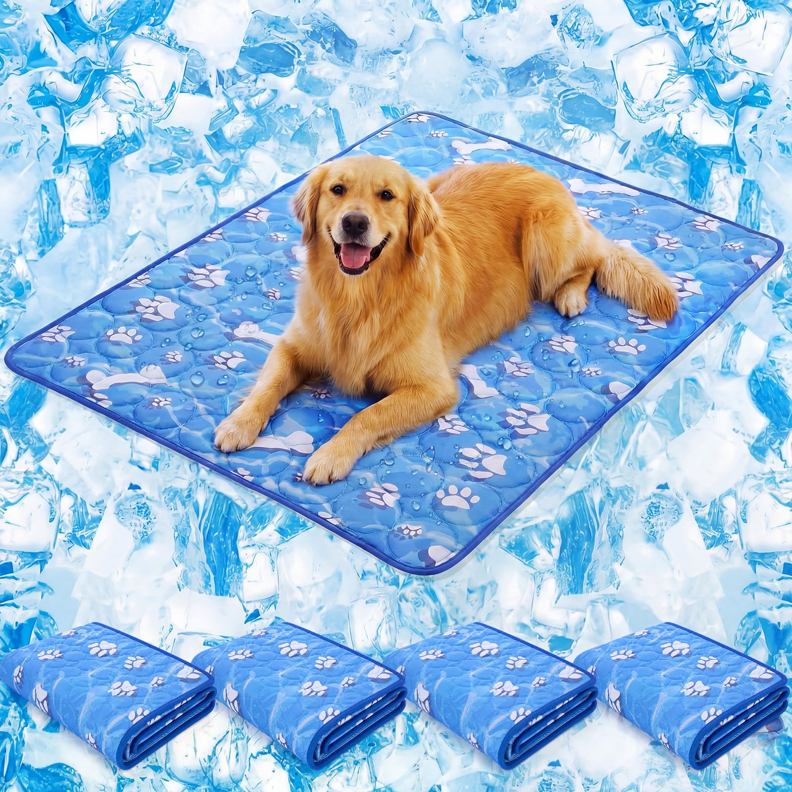 Sadnyy 4 alfombrillas de refrigeración extragrandes para perros de 44 x 32 pulgadas, para climas cálidos, ligeras, frescas al tacto, lavables y transpirables, para perreras, hogar en verano, no