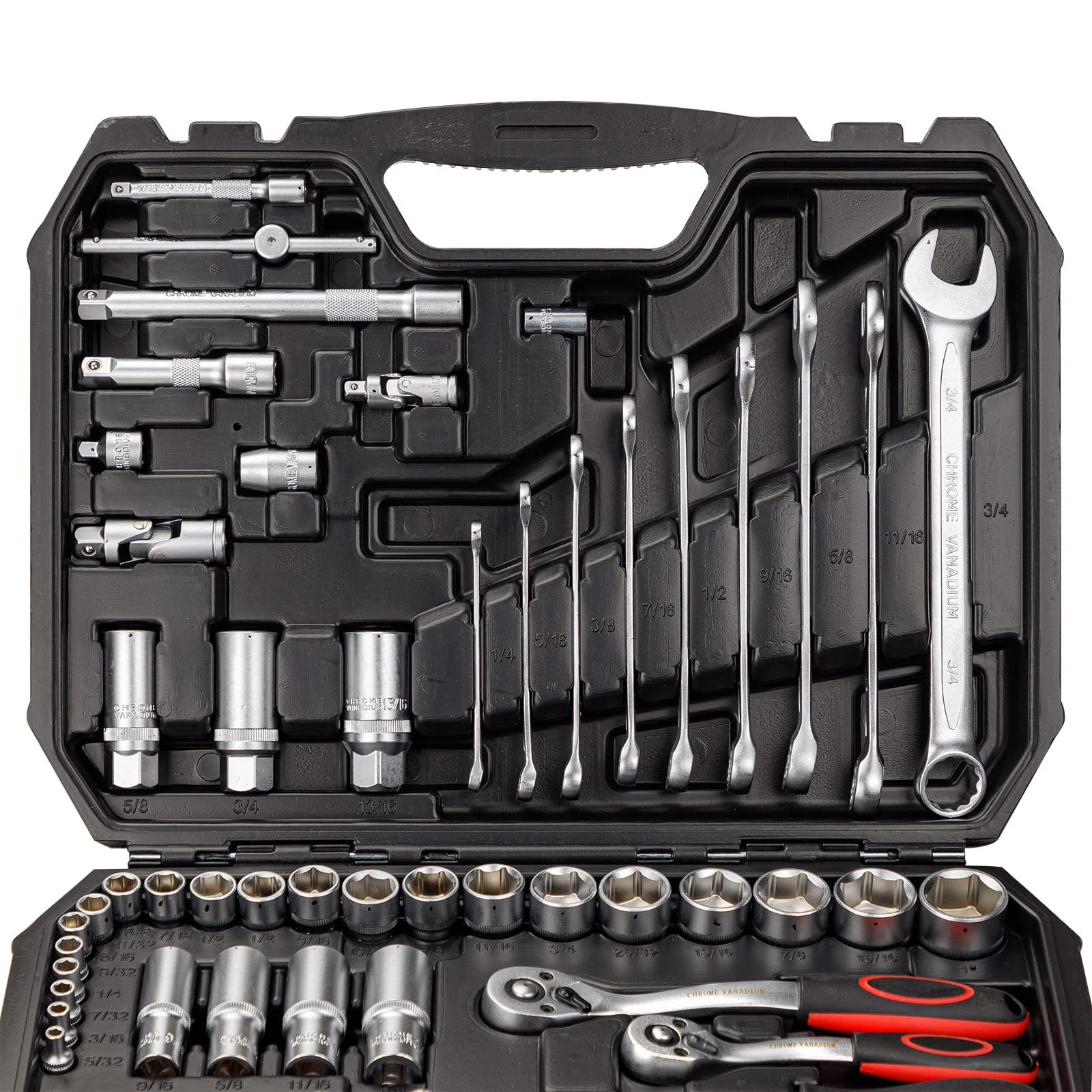 20-teiliges Steckschlüssel-Set 1/2 Zoll – Mit Ratschengriff, Stecknüssen 10–24 Mm, Verlängerung & Zubehör