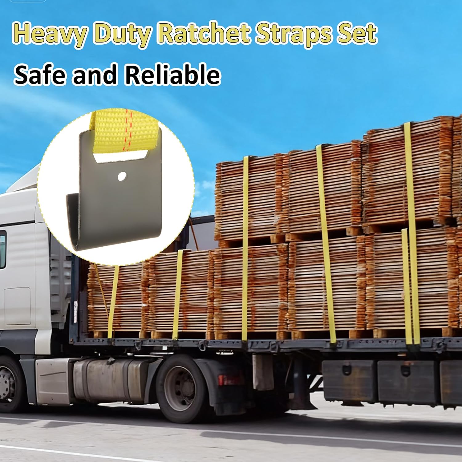 DAJAVE 4 Pack Flat Hook Ratchet Straps-2 Inch Ratchet Straps Heavy Duty 20ft Tie Down Straps Ratchet-10000 LBS Break Strength -Cargo Ratchet Strap for Moving, Flatbed, Truck, Trailers - Image 4