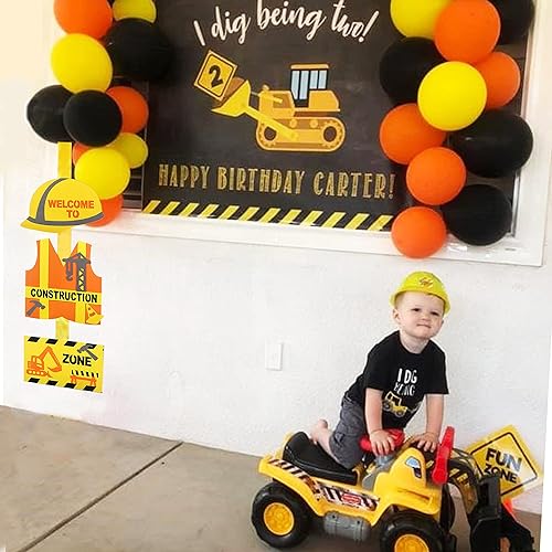 Miniatura 5 de Letrero de puerta de fiesta de construcción, guirnalda de camión volquete, decoración de pared, suministros de fiesta de cumpleaños, zona de