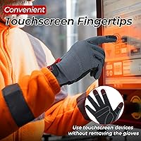 Vista 4 de HANDLANDY Guantes de trabajo para hombre y mujer, guantes de trabajo de mecánicos de uso general con pantalla táctil, guantes de trabajo flexibles