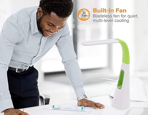 Miniatura 3 de VLED1603LM - Lámpara de escritorio con ventilador sin aspas, regulable, cuello ajustable, color verde lima