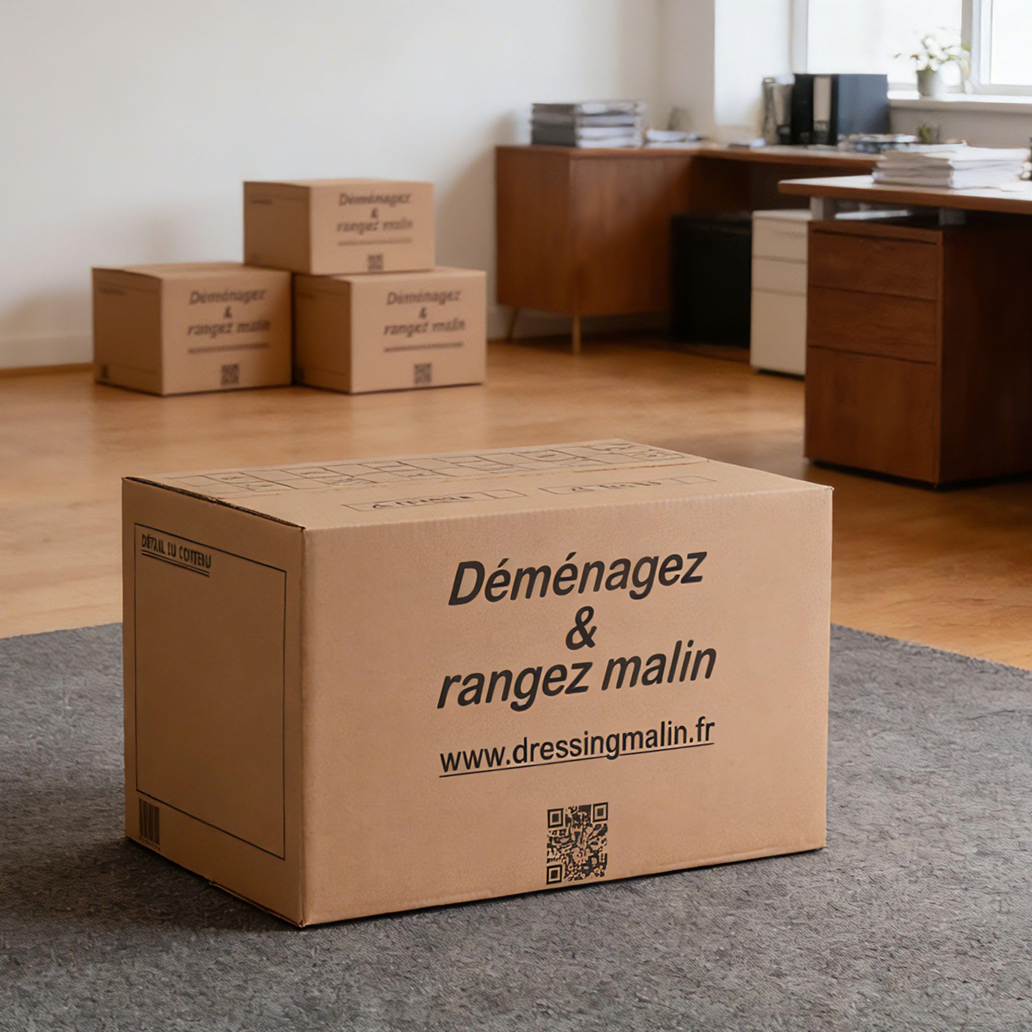Lot de 20 cartons de déménagement 55x35x30 cm + rouleau adhésif havane – Cartons solides et résistants, faciles à monter – Idéal pour emballage, stockage, expédition, rangement – Recyclables