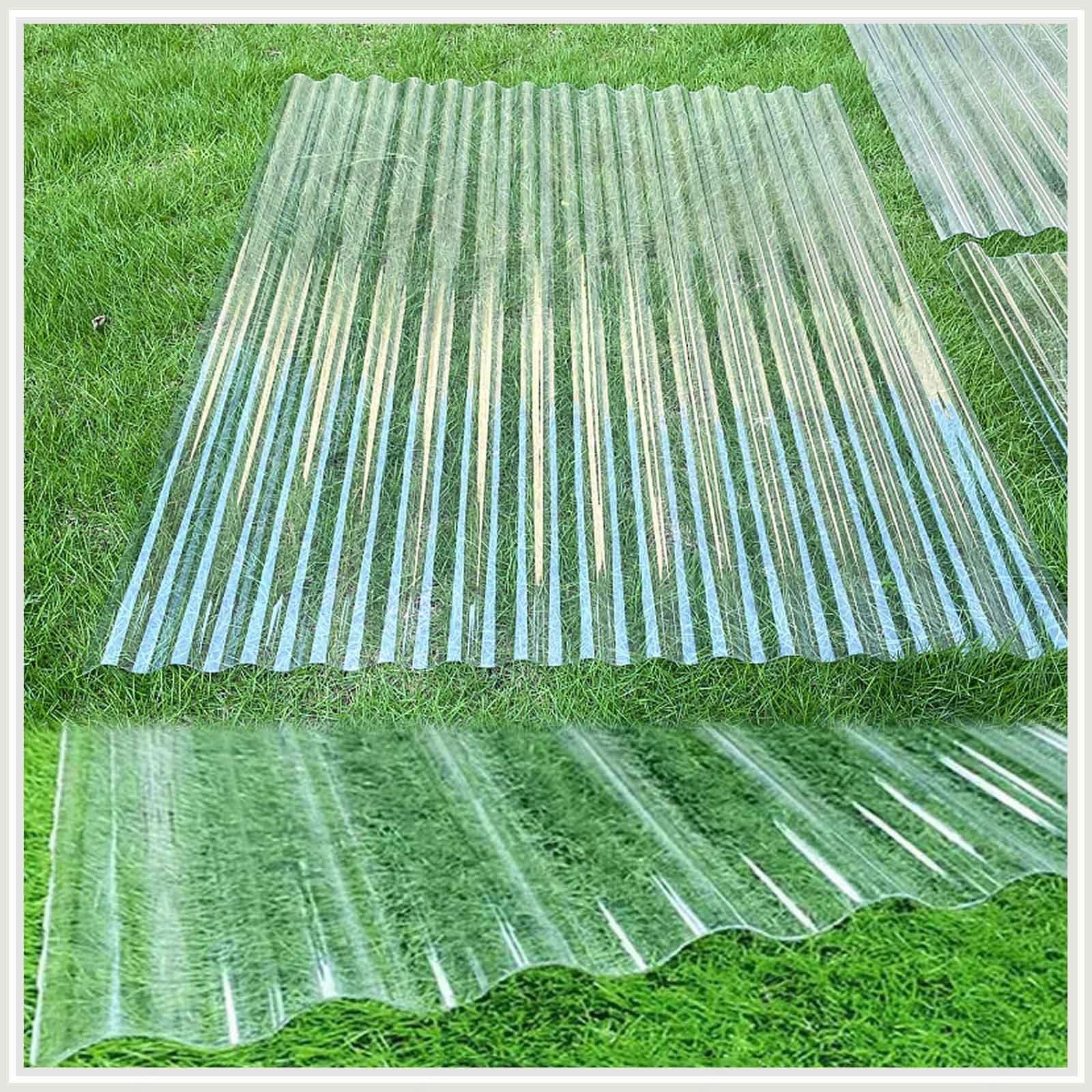 Placa Ondulada Tejado Transparente,Placa De Iluminación Natural FRP De 1mm,Chapas Perfiladas Techo,Paneles Ondulada Para Cocheras Silencioso Autolimpiables,6Pcs-0.9x1.4m(35x55in)