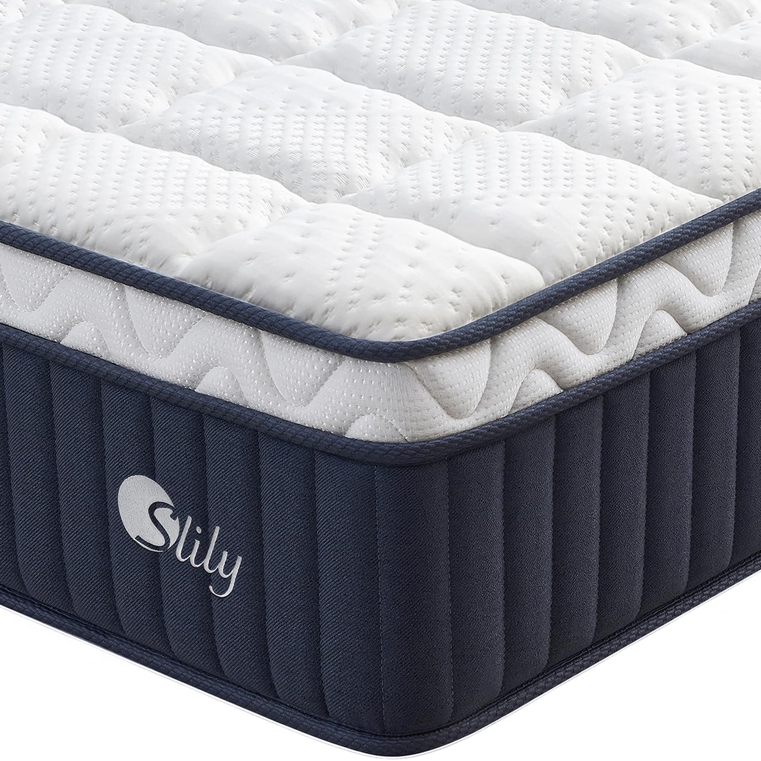 slily 12 Inch King Size Mattress for Back Pain, 5ft Hybrid Mattress with Supportive & Comfortable, 7-Zone Pocket Sprung Memory Foam Cooling Bed Mattresses, 30cm Deep Medium Firm 150 X 200cm