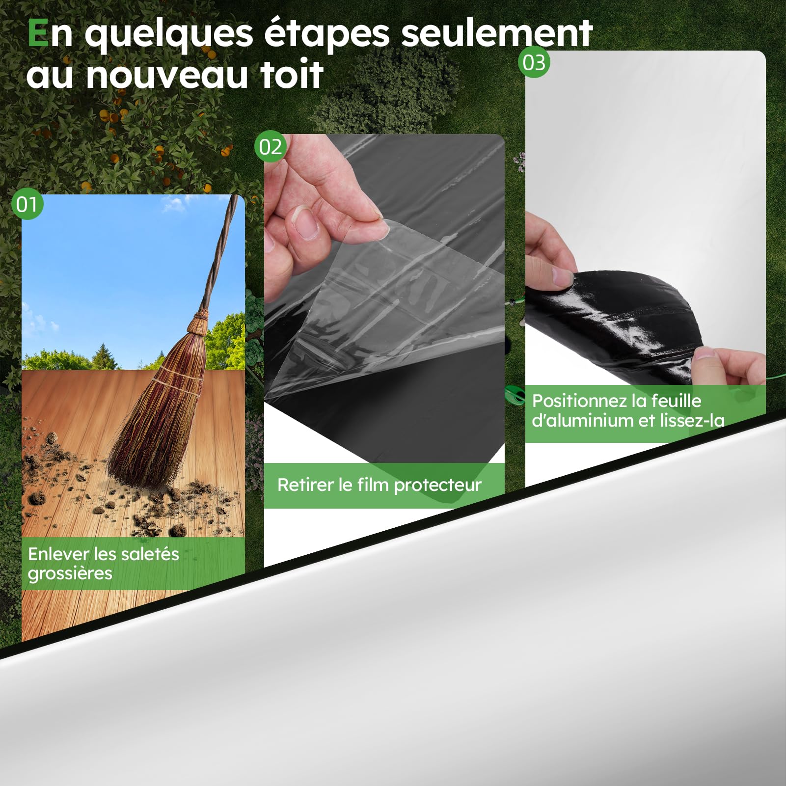 1mx5m Membrane D'étanchéité Auto-adhésive, Film PET 1,2mm D'épaisseur, Aluminium Autocollante pour Toiture pour Abris de Jardin Garages et Remises (Argent)