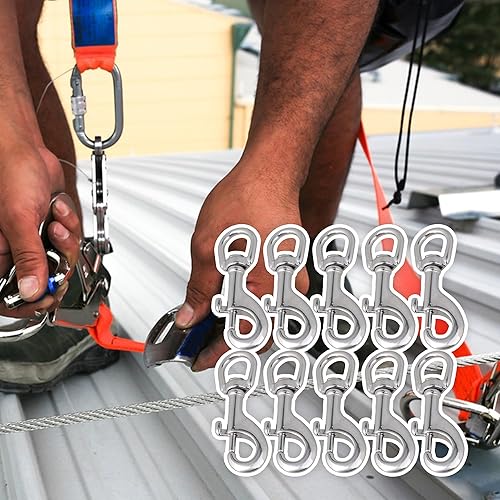 Miniatura 8 de CNBTR Ganchos giratorios de ojo redondo para pernos de acero inoxidable de 3.150in de longitud, paquete de 10