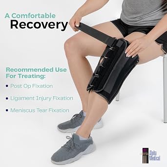 Alpha Medical 14 Long Adjustable Three Panel Orthopedic Knee Immobilizer Supportive & Adjustable Side Panels Knee Brace Stabilizer Knee Immobilization L1830