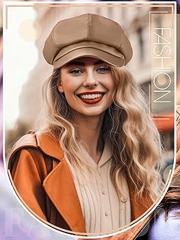 Floraltop Gatsby Newsboy Caps for Women 8 Panel PU Leather